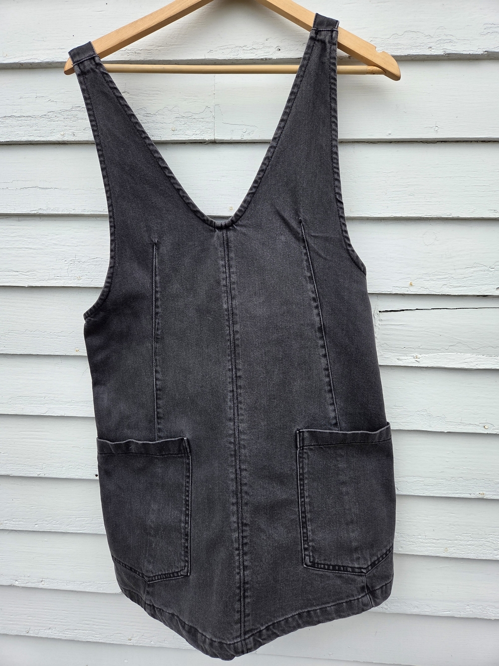 We The Free Washed Black Denim Mini Overall Dress - Picture 9 of 13